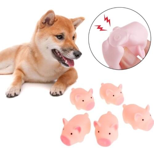 5pcs Squeaky Pig Pet Toys Dog Puppy Cat Sound Squeeze Chew Bite Silicone Cute Stress Relief Teaser Screaming Pigs Teeth Cleaning