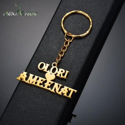 Nextvance Customized Keychain Stainless Steel Two Name Date Keychain Creativity Personalized Nameplate Women Anime Jewelry Gift