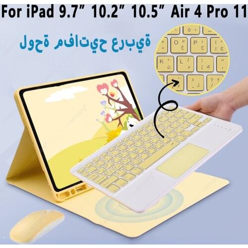 Touchpad Arabic Keyboard Case For iPad 9.7 2017 2018 5th 6th Air 2 10.2 7th 8th Air 2019 3rd Pro 10.5 11 2018 2020 1st 2nd Gen