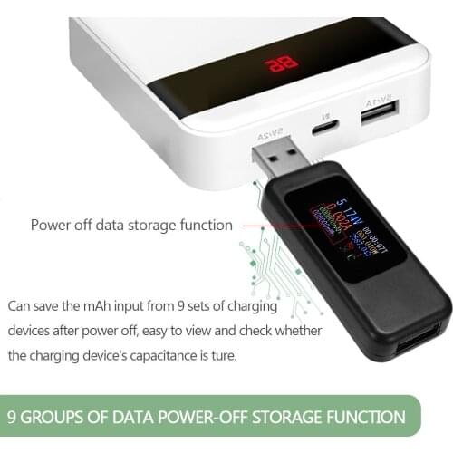Digital Color LCD Display Screen USB Tester Voltage Current Tester USB Recharger Tester Power Meter Timing Ammeter