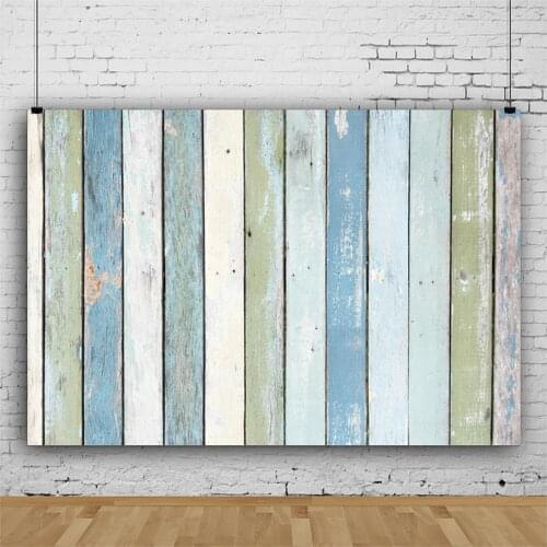 Planks Backdrop Green and Blue Wooden Board Party Photography Background Holiday Celebration Photo Booth Studio Decor