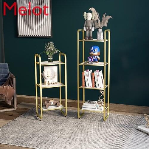 European Entry Lux Childrens Bookcase Simple Modern Storage Rack Iron Bay Window Floor Small Golden Storage Rack