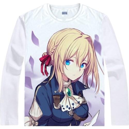 Violet Evergarden T-Shirts Multi-style Long Sleeve Shirts Light Novel Violet Vaioretto Evagaden Kana Akatsuki Cosplay Shirt