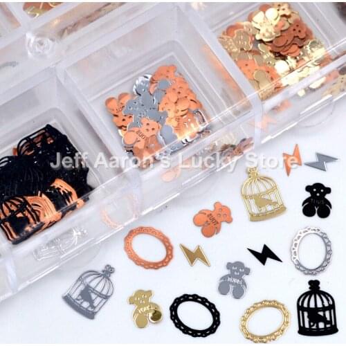 Mixed Style Black Gold Silver Nail Art Decoration Slice Alloy Sequin Nail Nail Foil Stickers Decal New Arrival #4