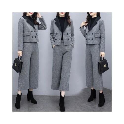 Autumn winter offce lady two piece set top and pants high quality women sets clothes fashion ensemble femme survetement