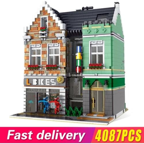 Moc Shoes Shop City Streetview Modular Building Blocks Model Kit Diy Assembly Coffee Store Architecture Brick Toys Gift For Kids