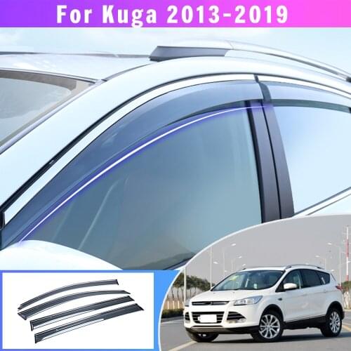 For Ford Kuga 2013-2019 Awnings Weather Shield Window Visor Deflector Guard Car Styling Auto Accessories 4pcs ABS Plastic