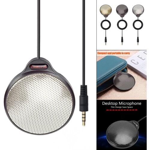 3.5mm Conference Microphone Omnidirectional 360 Condenser Desktop Voice Recorders 3.5mm Audio Jack Mic Pickup for PC Laptop