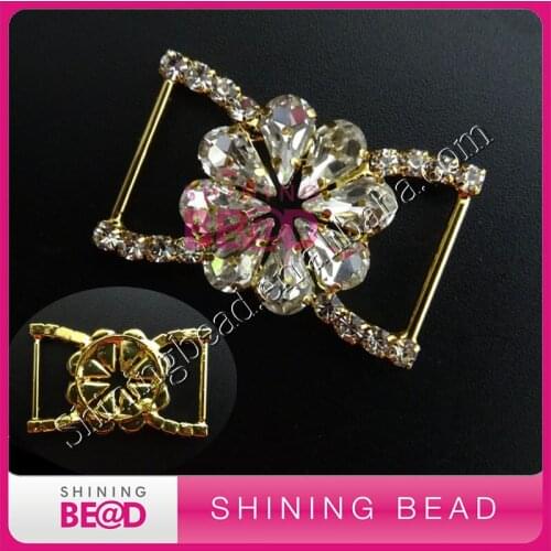 Fashion gold plating clear rhinestone connector,FREE shipping,diamante crystal rhinestone bikini buckles