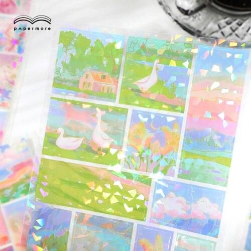 1 Sheet Sequined Sparkling PET Sticker Colorful Field Handbook Album Stickers