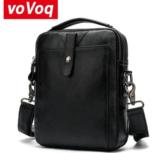 New Genuine Leather Males Crossbody Bag Casual Business Leather Men Messenger Bag Vintage Men Big Bag Zipper Shoulder Handbags