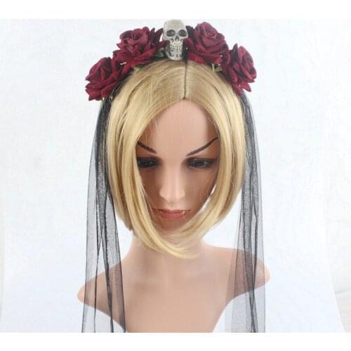 2020 New Fashion Halloween Headband Lace Hair Clasp Skull Long Mesh Flower Decorative Elegant Gift Single Accessory детские вещи