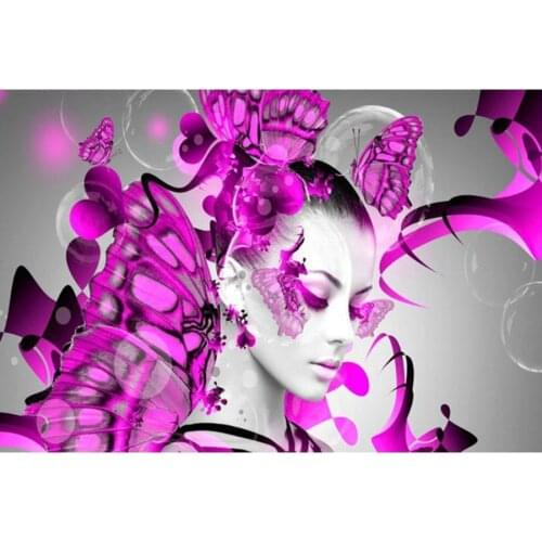 New Arrival Diamond Painting Needle Cross Diamond Embroidery Butterfly Beauty Abstract Art Full Diamond Mosaic Mural