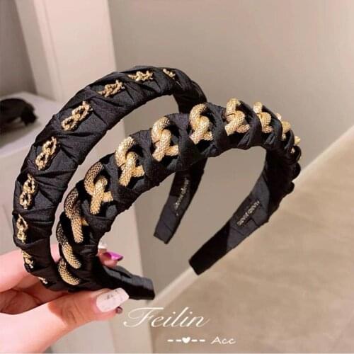 New style for autumn and winter exquisite matching alloy metal chain with wide side hair band head hole