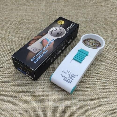 Optical Magnifying Glass With LED Lamp 8X Zoom Pocket Aspheric Lens Magnifier 7813