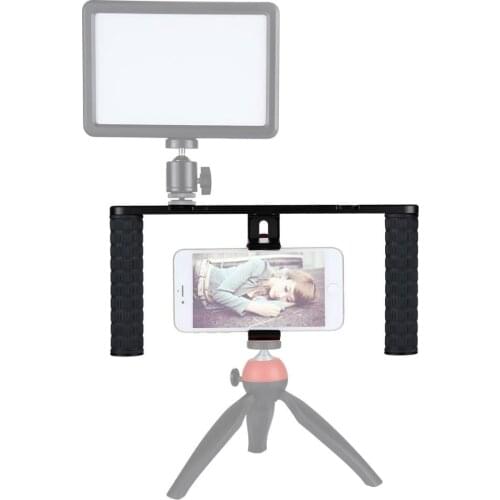 PULUZ Smartphone Video Rig Filmmaking Recording Handle Stabilizer Aluminum Bracket for iPhone, Galaxy, and Other Smartphones