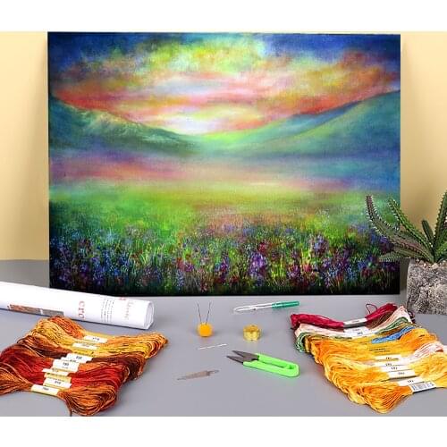 Natural Scenery Der Printed 11CT Cross-Stitch Patterns Embroidery DMC Threads Handiwork Needlework Handicraft Wholesale