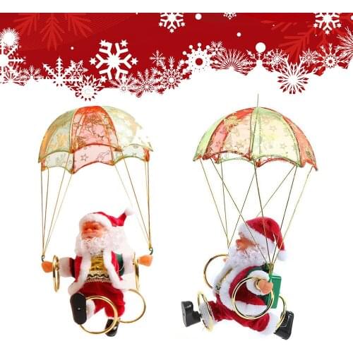 Christmas Gift Santa Claus Figure Fly Parachute Singing Electric Toy Gift Xmas Christmas Tree Home Party Decor 3