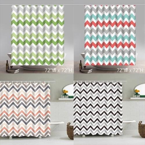 Chevron Shower Curtain Waterproof Fabric Striped Shower Curtain for Bathroom