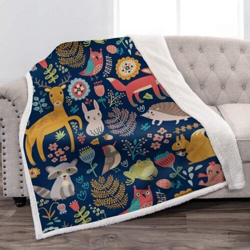 Animal Forest Cute Blankets Pretty Pattern Comfortable Plush Blanket Ultra Soft Durable Plaids for Baby Kids Good Size 50"x60"