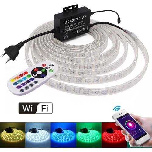 WIFI Led Strip Light RGB 5050 Double Row 120Led 24key Remote Kit Flexible Led Ribbon IP67 Waterproof Indoor Home Decortion