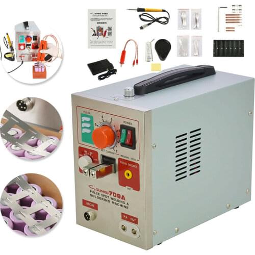 709A 60A 3.2KW 2 in 1 Spot Welder Welding Machine Soldering Iron Station Battery