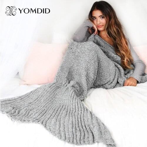 Mermaid Tail Blanket Handmade Yarn Knitted Mermaid Blanket Crochet Soft For Home Sofa Sleeping Bag Kids Adults Christmas Gifts