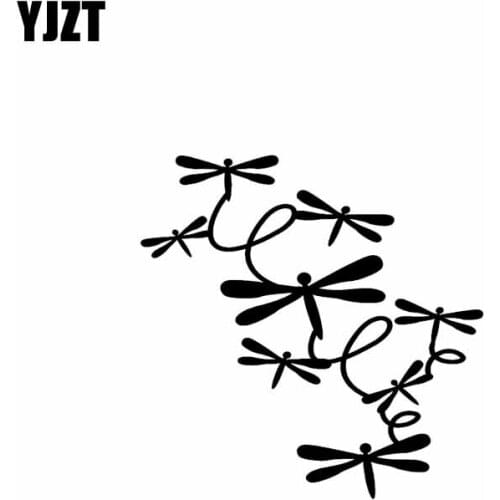 YJZT 17.8CM*17.8CM Delicate Dragonflies Connected Nifty Vinyl Decal Car Beautiful Sticker Black/Silver C19-0650