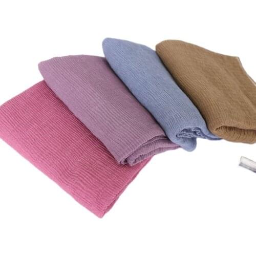Ladies Solid Crinkle soft hijab scarf muslim Pleat scarves cotton wraps shawls stretchy headband long scarves 180*90cm 18 color