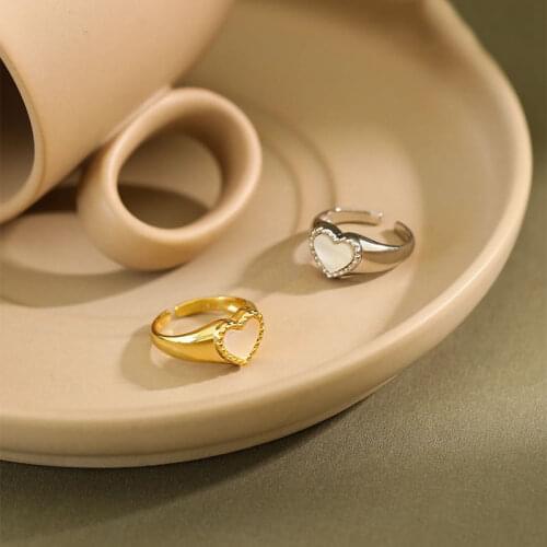925 Sterling Silver Love Heart Shell Ring For Women Gold Silver Fashion Party Wedding Jewelry Finger Ring Gift S-R952