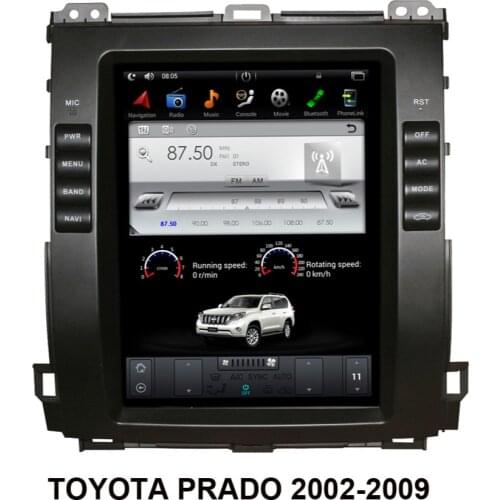 10.4" Car Multimedia Player Tesla Style Screen Android 9.0 Car GPS Navigation For TOYOTA PRADO 2002-2009 Auto Radio Stereo