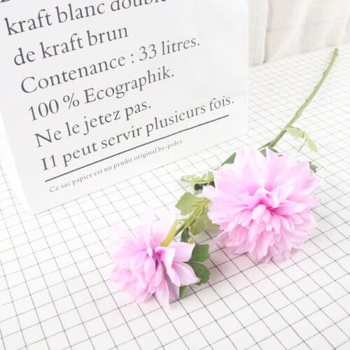10Pcs/lot Simulation 2 Heads Dahlia Branch Silk Flowers for Home Window Decoration Wedding Bouquet Display Fake Dahlia Flowers