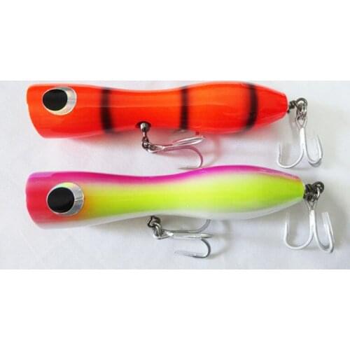 2pcs 115g 200mm Fishing Lure Fishing Bait Saltwater Popper Big Game Topwater Lure Handcraf Wood Bait