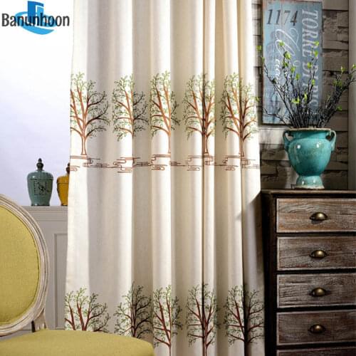 2019 Sale Real Cortinas Elegant Cotton Embroidered Curtains For Living Room Lucky Tree Fresh For Bedroom Blackout Treatments