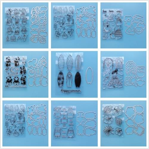 24 Styles) Christmas Animals Clear Stamps and Metal Cutting Dies DIY Scrapbooking Embossing Album Seal Template Punch Stencils