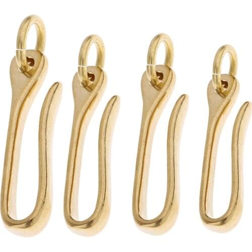 3 sizes Solid Brass Keychain Key Ring Belt U Hook Wallet Chain Fish Hook