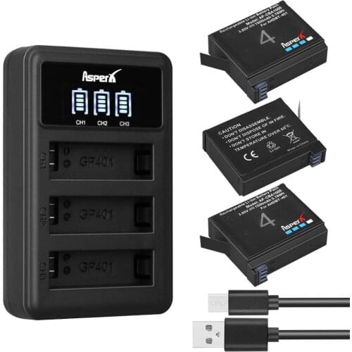 3Pcs 1500mAh AHDBT-401 Battery for Gopro Hero 4 Battery AHDBT401 AHDBT 401 + LED 3-Port USB Charger For GoPro Hero4 HERO4 Camera