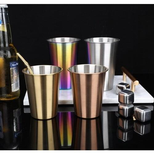 304 Stainless Steel Beer Coffee Mugs Single Layer Tea Water Cold Drinks Cups Household Office Kitchen Drinkware Supplies