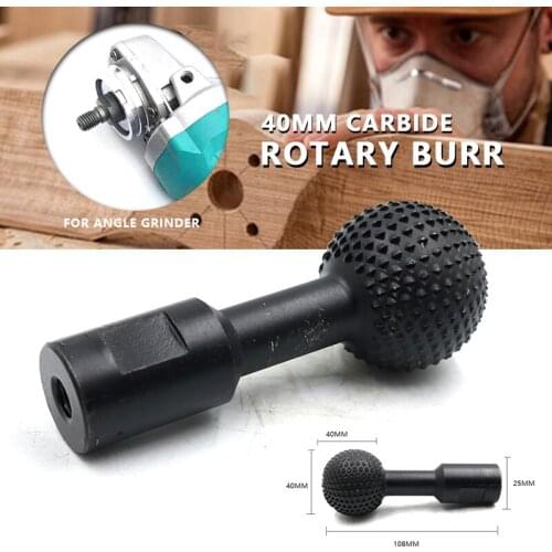 40MM Carbide Sphere Rotary Burr Wood Carving Polishing Engraving Drilling Bit Grinding Head 10/14mm Angle Grinder Milling Cutter