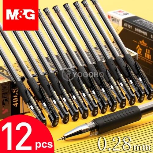 6/12/24pcs M&G Stationery 0.28mm Black Finance Gel Pens Gold Package Gel Pen for Writing Office School Supplies Gifts