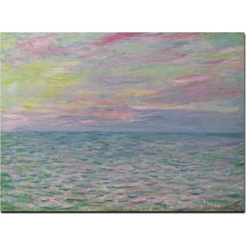 Claude Monet Sunset Seascape Impressionist Abstract Landscape Oil Painting on Canvas Poster Wall Picture for Living Room