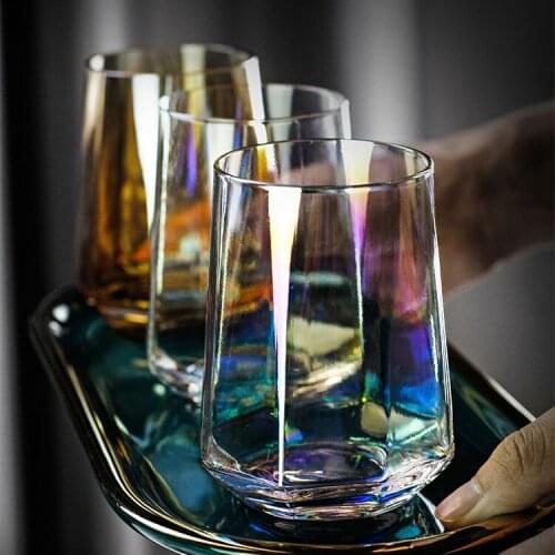 Colorful Glass Creative Cool Transparent Water Cup Glass Nordic Juice Liquid Container Copos De Vidro Household Drinkware EF50BL
