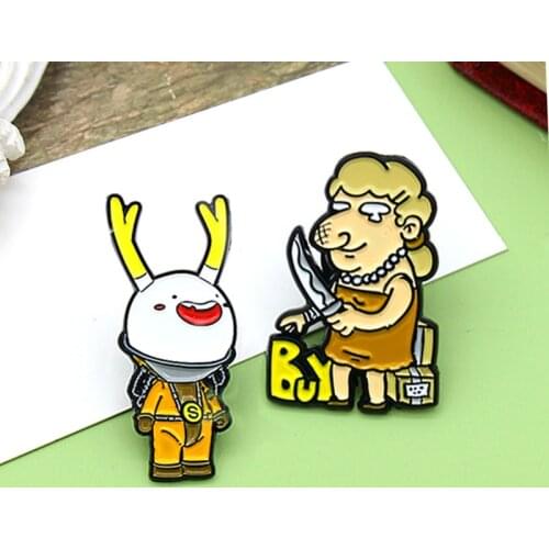 Eeer Elk Astronaut Girl Buy knife Enamel Pin BUY knife Killing Astronauts Special Brooches Backpack Lapel Badge for kids Jewelry