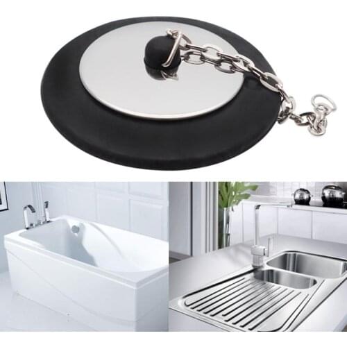 G8TB Rubber Choke Bathtub Drain Stopper with Chain Bath Plug Drain Tub Stopper for Home and Hotel 1PC