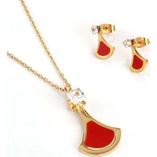 OUFEI charm geometry Earring necklace set stainless steel jewelry sets woman accessories jewellery set Pendant Necklaces women