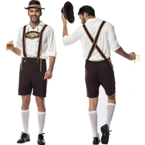 Adult Men Oktoberfest Costume Lederhosen Bavarian Octoberfest German Beer Man Costumes Carnival Halloween Party Costumes