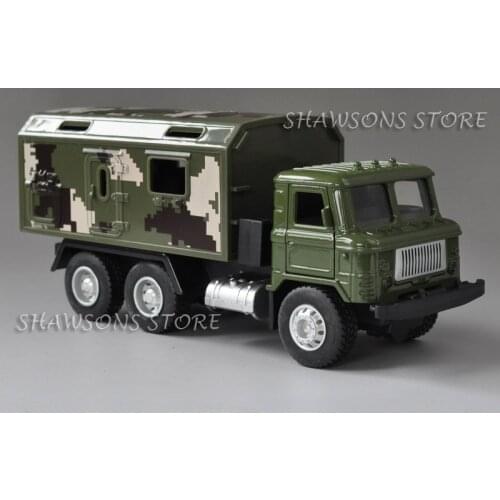 1:43 Scale Diecast Military Model Toy Soviet GAZ-66 Transport Truck Pull Back Vehicle Miniature Replica w/ Sound & Light