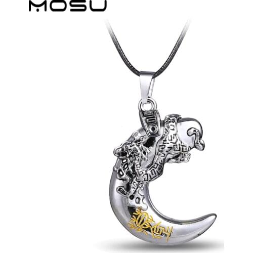 MOSU Dragon&Moon Metal Necklace Silver Pendant Cosplay Accessories Jewelry Gift can Drop-shipping