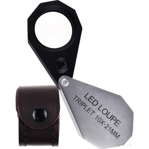 Mini 10x Magnification Jeweler Loupe 21mm Lens Foldable Tools 6 LED Light Optic Lens Jeweler