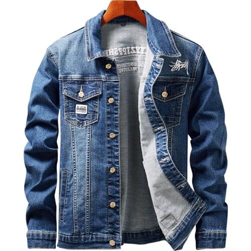 Mens Denim Jacket 2019 Fashion Brand Embroidered Denim Jacket Mens Coat Slim Jeans Mens Denim Jacket Mens clothing Chaqueta